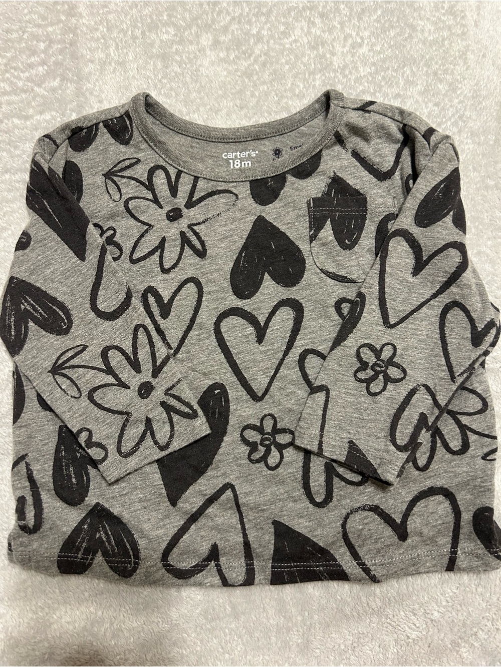 Grey and Black Heart & Flower Print Matching Set